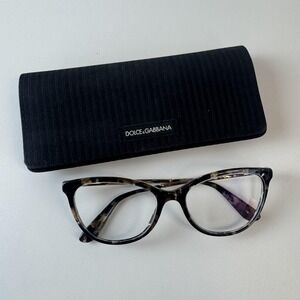 Dolce & Gabbana Cat Eye Eyeglasses Frames Tortoise‎ Gold-Tone Women RX w/ Case